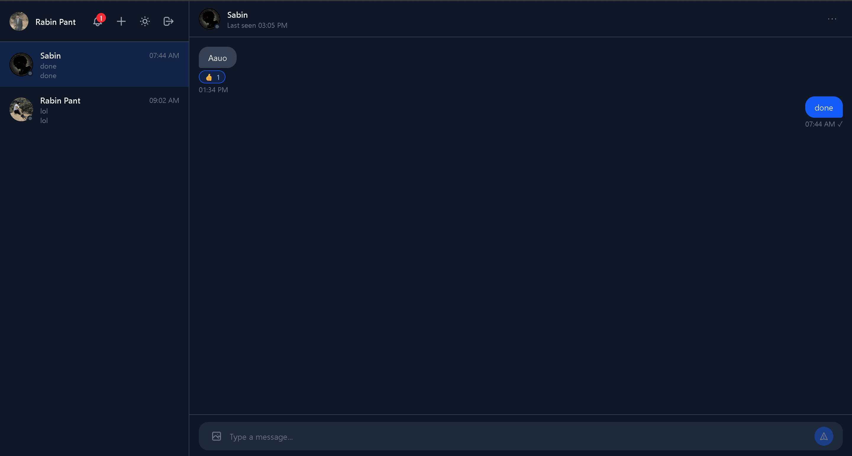 Chat App application interface